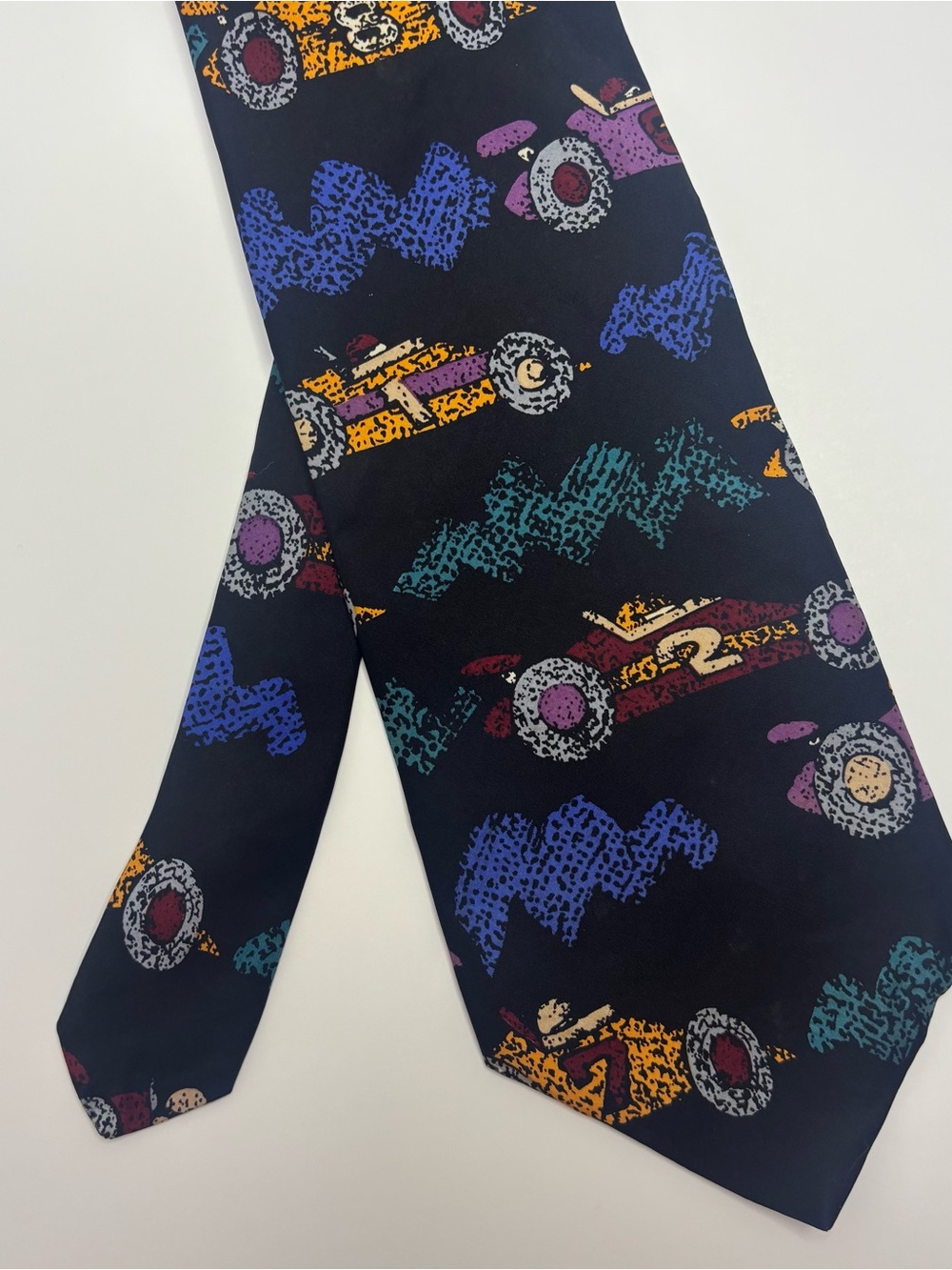 VTG Save the Children Novelty Necktie Race Car Abstract Print Edward Age 12 Art